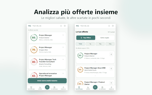 That's My Job :: Analizza qualsiasi offerta di lavoro con AI e scopri quanto il tuo CV è compatibile. LinkedIn, Indeed o qualunque career page.