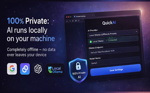 QuickAI :: AI assistant with Gemini, ChatGPT & Ollama. Beautiful glassmorphism UI, fast responses, fully private.