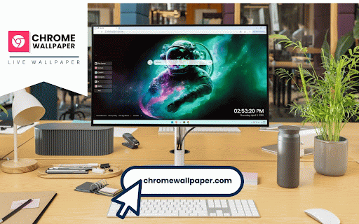 Astronaut in Space Live Wallpaper :: Astronaut drifts through cosmic nebula, helmet reflecting vibrant turquoise and pink hues.