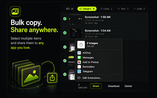 CacheTray – Clipboard for AI Workflows :: Copy screenshots, links and code — send them directly to Claude or ChatGPT in one click. Your clipboard for AI workflows.