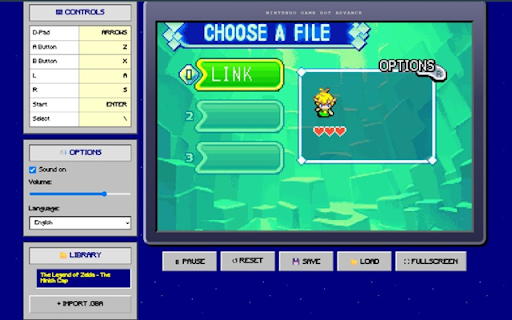 GBA mGBA :: Emulador de Game Boy Advance com core mGBA. Importe suas ROMs .gba e jogue direto no Chrome.