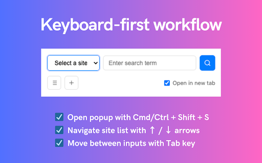 Jump to Search :: A search helper that allows users to instantly jump to search pages of selected websites