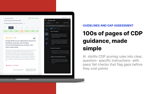 CDP AI Partner 2026 :: SustainSwift scoring simulation and guidelines for CDP questionnaires