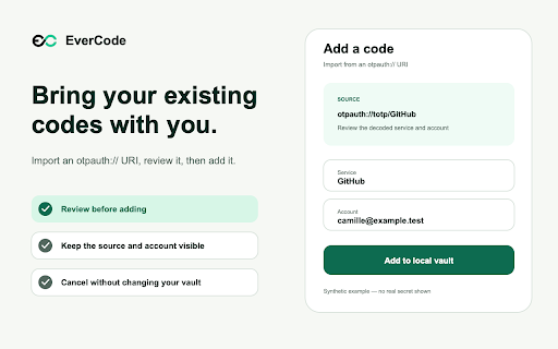 EverCode — Private 2FA Authenticator :: Private 2FA authenticator for TOTP/HOTP codes with encrypted local storage, offline access, and optional sync.