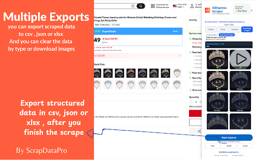 AliExpress Scraper – Export Ali express Reviews, Listings & Seller Export :: Scrape and download AliExpress data with ease. Get listings, reviews, seller details, and images directly in your browser.