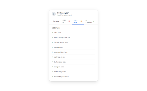GEO Analyzer :: JSON-LD 구조화 데이터 + GEO(Generative Engine Optimization) 분석기. Google Rich Results & AI 검색엔진 최적화.