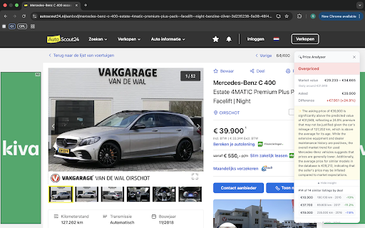 AutoScout24 Price Analyser :: See instantly if a car on AutoScout24 is a good deal. AI-powered market value, price range & deal rating on every listing.