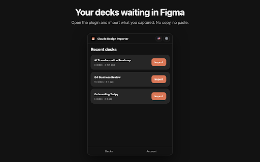 Claude Design Importer :: Captures Claude Design decks from your browser to import as native, editable layers in Figma.