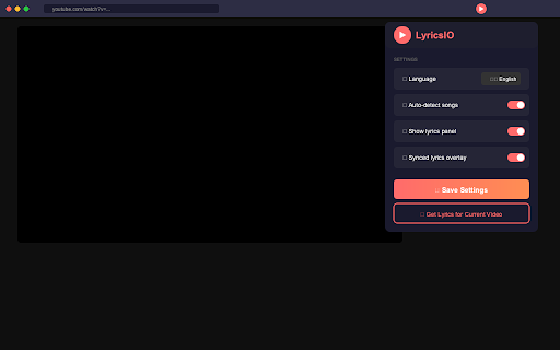 LyricsIO - YouTube Lyrics Finder :: Automatically detects songs playing on YouTube and displays lyrics using AI