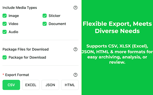 WhatsApp™ Chat Backup - ExtBoost :: Secure WhatsApp backup & export: chats & media to HTML, CSV, JSON, Excel. For flexible access and future use