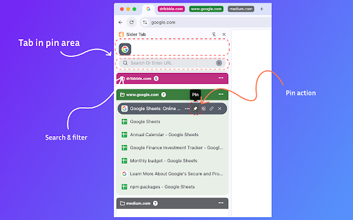 Sider Tab - Efficient Tab Management Tool :: Revolutionizes browser tab management with Side Panel, reorganize workspace and boosts your productivity.