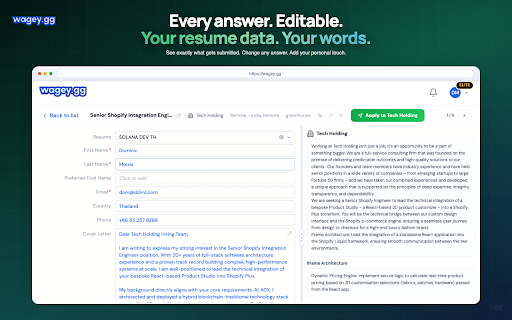 wagey.gg Auto-Apply :: Fill job application forms directly in your browser, powered by wagey.gg