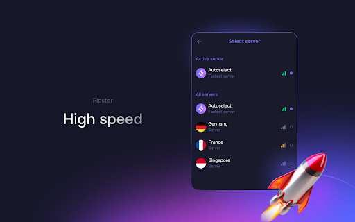 Free VPN with bypass of locks — Pipster :: Fast secure proxy and privacy shield. Built-in ad blocker and anti-tracking for safe browsing. Unlimited traffic.