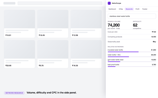 SellerScope — Product & Keyword Research :: Sales estimates, fees, profit and keyword research for Amazon sellers across 9 marketplaces. Computed locally, no account.