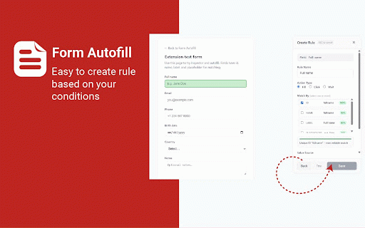 Form Autofill - One-Click Form Filler for Chrome :: Form autofill for any website. Fill forms in one click with saved rules. Local-only, no account, no sync. Works offline.