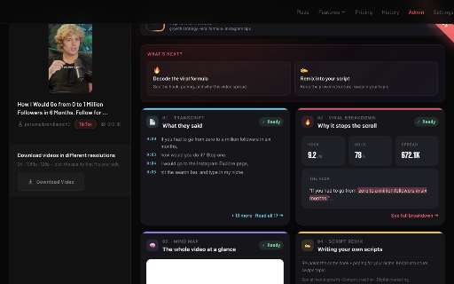 TokTranscript — TikTok Transcript Extractor :: Extract any TikTok video transcript in one click. AI transcript, auto-translate, viral hook breakdown.