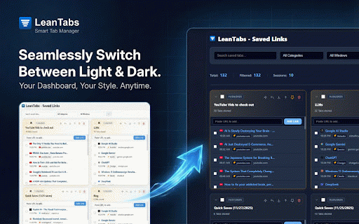 LeanTabs - Smart Tab Manager :: Turn tab chaos into organized sessions. Save RAM, manage workspaces, and declutter your browser securely.