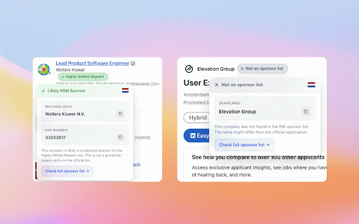 HSM Visa Sponsor Checker — LinkedIn :: Check if Dutch companies on LinkedIn are recognized Highly Skilled Migrant (KM) sponsors