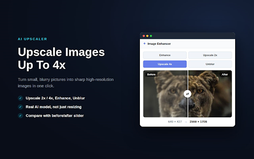 image enhancer :: Fix blurry, low quality photos in one click with an AI image enhancer that upscales resolution, privately.
