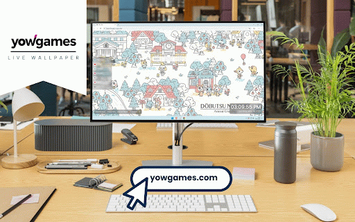 Animal Crossing - Dōbutsu no Mori Live Wallpaper :: Charming Animal Crossing village map with pastel buildings, animal villagers, and apple trees in delicate line art style.