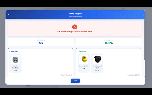 RoBud - Roblox Trade Helper :: Adds an 'Analyze Trade' button to Roblox trade details on the trades page.