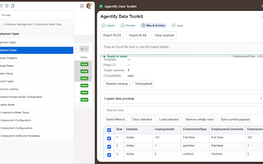 Agentify - IFS Cloud Excel Import :: Agentify extension for row copy, paste, mapping and validation in IFS Cloud.