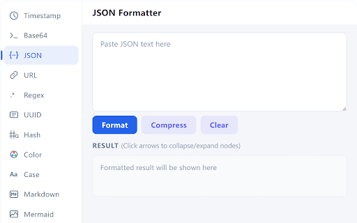 Developer Toolbox :: Developer toolkit: Timestamp, Base64, JSON, URL, Regex, UUID, Hash, Color, Markdown, Mermaid, Code Extractor & more. Offline.