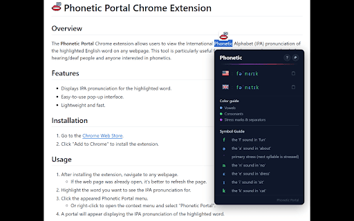 Phonetic Portal :: Opens a portal and displays the phonetic pronunciation of the highlighted word.
