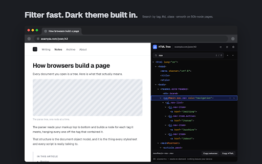 HTML Tree Generator — DOM Tree Viewer :: 🌳 See any page's HTML as an interactive DOM tree in a side panel. Search it, highlight elements, copy CSS selectors.