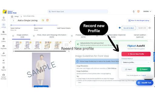 Flipkart Catalog Autofill by OneClickOMS :: Automate Flipkart catalog uploads. Record, save, and instantly run form profiles exactly as you need them without repetitive typing.