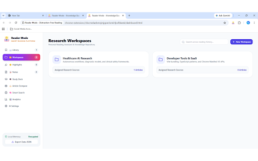 Reader Mode - Distraction-Free Reading :: Turn any webpage into a clean, distraction-free reading experience with AI summaries, custom typography, and personal library.