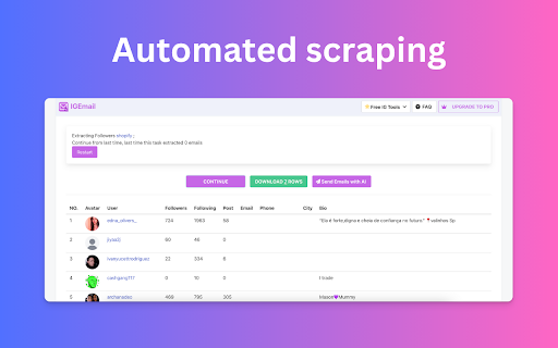 IG Email Extractor - Email Scraper and Extractor for Instagram :: Extracts emails from Instagram followers, following, hashtag, liker, commenter and location.