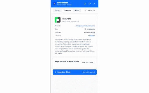 Recruitable - AI-Powered Recruiting :: Source, enrich, and import LinkedIn profiles into the Recruitable ATS - right from your browser.
