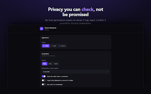 Screen Awesome — Record, Capture & Annotate :: The screen recorder that can't upload. No cloud, no account, no host permissions — capture, record and annotate on your device.