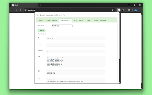 Network Engineer Toolkit :: Network Engineer Toolkit: Public IP, Cloud Detector, DNS / WHOIS, BGP Lookup, and Subnet Calculator