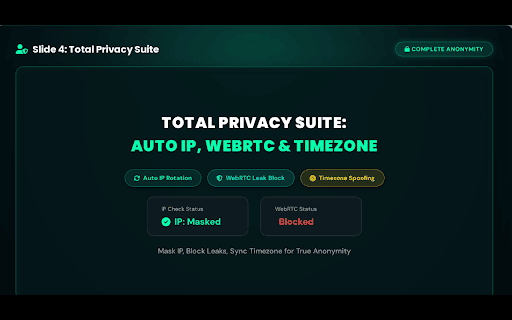Mega Free VPN - 50+Ultra Fast & Unlimited Proxy :: Fast free proxy manager with country selection, auto-rotation timer, WebRTC leak protection, and timezone spoofing.