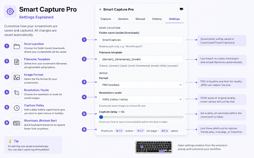 Smart Screen Capture Pro :: Capture visible, full-page, or selected screenshots. Annotate, blur, and export as PDF — all local, no account needed.