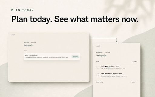 Dayli: Your Tasks in Focus :: Stay focused by seeing only the tasks that matter now whenever you open a new tab.