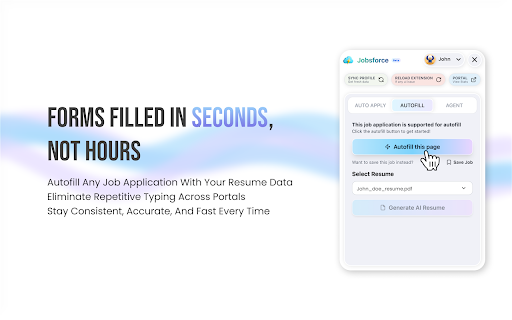 Jobsforce - AI Job Application Assistant :: AI-powered browser extension that helps you apply to jobs faster with resume matching, keyword analysis, and auto-fill capabilities.