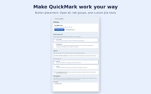 QuickMark for Jira: Issue Bookmarks & Kanban :: Bookmark Jira issues in one click. Organize them on a personal kanban board, add private notes, and open a whole list at once.