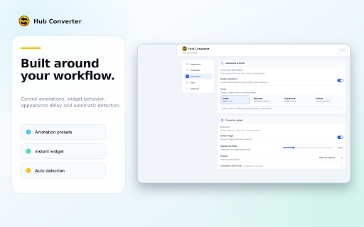 Hub Converter :: Convertissez unités, devises et cryptomonnaies instantanément, avec détection intelligente sur les pages web.