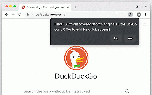 Find8: Find-it Quickly Auto Discover New Search-Engines :: Find easily quickly any search. Automatically discover add new engines. 100% private — no ads, no tracking.