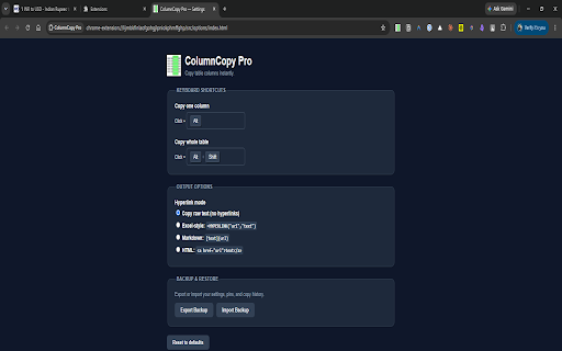 ColumnCopy Pro :: Instantly select, copy, and export HTML table columns and entire tables. Includes local pinning, history, and backup options.