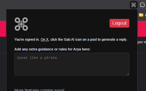 Gab AI :: Generate AI responses X (Twitter) posts using Gab AI