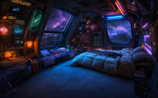 Lofi Space Room Live Wallpaper :: Elevate your browsing with Lofi Space Room Live Wallpaper New Tab featuring chill, cosmic vibes in 4K.