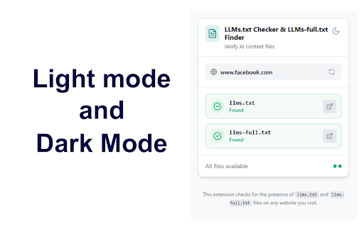 LLMs.txt Checker and LLMs-full.txt Finder :: Checks for the presence of llms.txt and llms-full.txt on the current website.