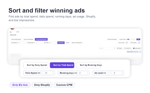 Hooksy: Facebook Ad Library Spy, Spend & Save Ads :: Facebook Ad Library spy tool to save ads, reveal EU/UK ad spend, filter creatives, and track competitor brands.