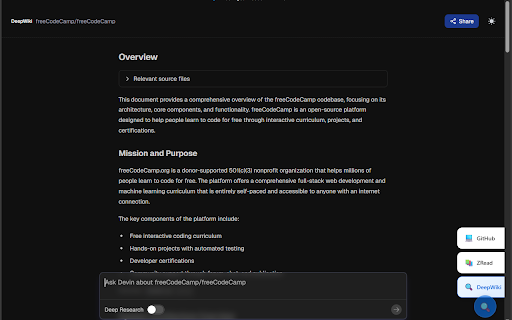 GitHub Reader :: Convert GitHub pages to AI-readable formats. Switch between GitHub, ZRead, and DeepWiki with one click for better understanding.