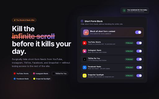 Driftless :: Focus that actually holds. A Pomodoro focus timer, unbypassable site blocker, and Shorts/Reels killer.