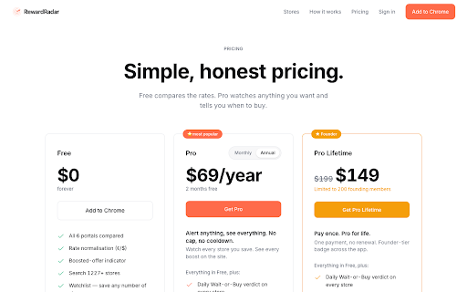RewardRadar — Australian cashback rates :: Get a push notification the moment a saved store hits a BUY NOW signal across Australian cashback portals.